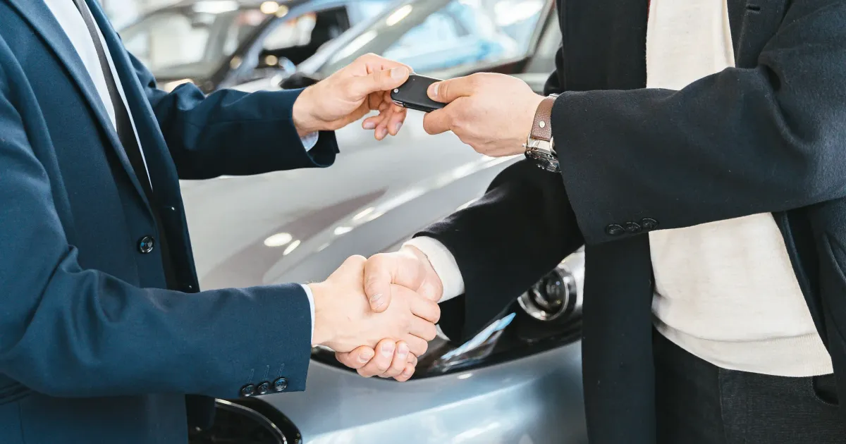 Car keys handover during a cheap car rental in Casablanca